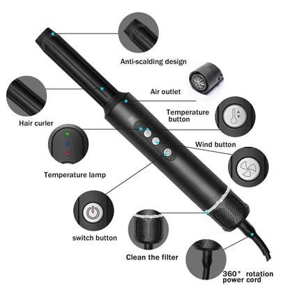 Hair Curling Iron- 7 in 1 Curling Stick Set with 3 Curlers for All Hair Types