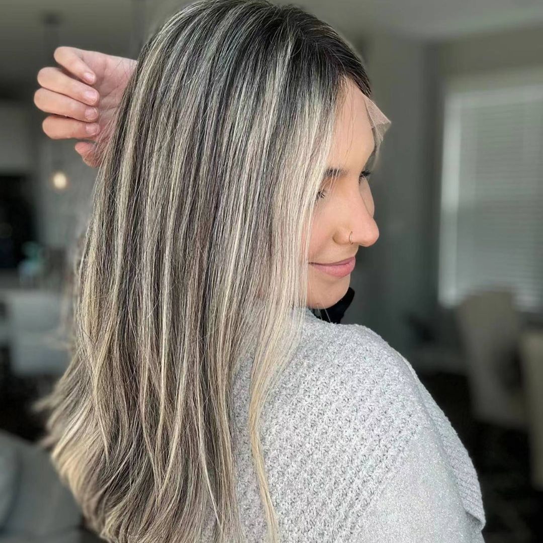 Ash blonde shop balayage straight hair